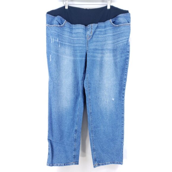 Isabel Maternity Womens Size 17 Crossover Panel Distressed Denim Jeans - Picture 1 of 9